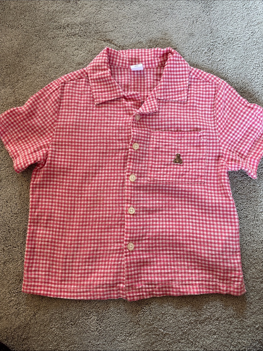 GAP Pink Gingham Short-Sleeve Button-Down Shirt